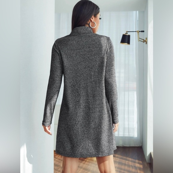 rolled neck solid tee dress - Picture 2 of 3